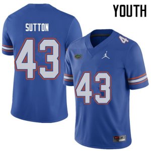 Youth Florida Gators #43 Nicolas Sutton NCAA Jordan Brand Royal Authentic Stitched College Football Jersey YPQ6762FU